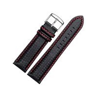 Chlikeyi Uhrenarmband Leder 18-24 mm, Herrenuhrenarmband Faltschließe, black red 1, 23 mm