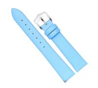 Chlikeyi Uhrenarmband Slim Uhrenarmband Damen Unisex Kalbsleder Echtleder Uhrenkette, Himmelblau Silber 1, 14 mm