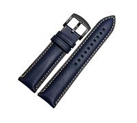 Chlikeyi Universal-Lederarmband, Armband 20 mm 22 mm 24 mm braun Blaues Lederarmband, blue Black, 24 mm