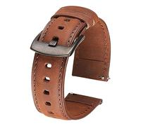 Chlikeyi Universelles Lederarmband mit Schnellverschluss für Herren, 20/22mm, Crazy Horse-Lederarmbänder, braun/grau/schwarzes Armband, Dunkelbraun-Schwarz, 20 mm