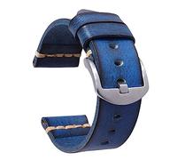 Chlikeyi Vintage-Uhrenarmband aus echtem Leder, handgefertigtes Armband, Breite 18-26mm, Uhrenzubehör, Armbänder, blau 1, 26mm
