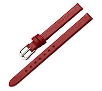 Chlikeyi Weiches Echtleder-Uhrenarmband, kleiner Gürtel, Rindsleder, Damen-Uhrenarmband, 6-17mm, Rot, 10mm