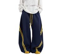 Chmnigma Jogginghose mit weitem Bein für Damen und Herren, Weite Passform, lockere Passform, elastische Taille, Kordelzug, Blau, M