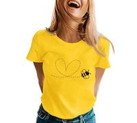 Chnnamzu Damen T-Shirt mit kleine Biene Print, 3D Druck Sport Kurzarm Casual Top Rundhals Shirts Damen lustige Geschenke Frauen Teenager Mädchen