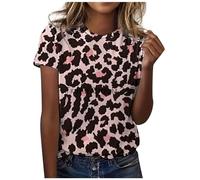 Chnnamzu T Shirts Damen Sommer - Oberteile Damen Sommer Locker Leopard Muster T-Shirt Tops Frauen Sommer Shirts Casual Rundhals Bluse Damen Sommer Kurzarm