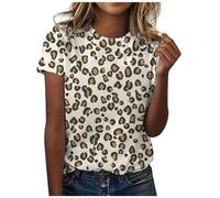 Chnnamzu T Shirts Damen Sommer - Oberteile Damen Sommer Locker Leopard Muster T-Shirt Tops Frauen Sommer Shirts Casual Rundhals Bluse Damen Sommer Kurzarm