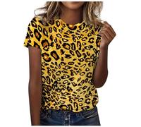 Chnnamzu T Shirts Damen Sommer - Oberteile Damen Sommer Locker Leopard Muster T-Shirt Tops Frauen Sommer Shirts Casual Rundhals Bluse Damen Sommer Kurzarm