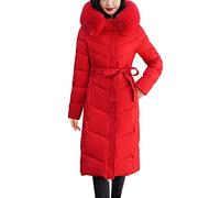 Chnnamzu Wintermantel Damen Lang - Warm Daunenmantel Mit Kapuze und Gürtel Lang Puffer Jacke Mantel Knielang Winterjacke Herbst Winter Daunenjacke mit Reißverschluss und Tasche