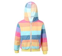 Choomomo Kinder Mädchen Regenbogen Kapuzepullover Hoodie Mit Reißverschluss Langarm Sweatshirt Baumwolle Jacke Tops Frühling Herbst Kleidung Regenbogen 104-110