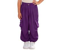 Choomomo Mädchen Cargohose Sporthose Trainingshose Mit Elastischer Taile Streetdance Hip Hop Tanz Loose Hose Pants Für Kinder 5-16 Jahre Lila 146-152