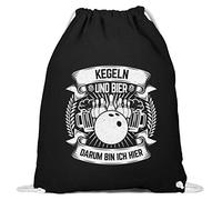 Chorchester Für Kegeln Bowling und Bier Fans - Baumwoll Gymsac -37cm-46cm-Schwarz