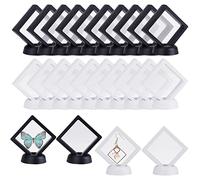 Chostky 24Pcs 3D schwimmende Vitrine, transparente Film Schmuck Aufbewahrungsbox, Herausforderung M¨¹nze Display Holder Stand f¨¹r antike M¨¹nzen Schmuck Muscheln Fossil Edelsteine Felsen Probe Pins