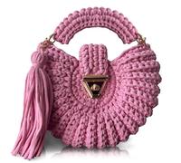 CHQEL Abend-Clutch für Damen, handgefertigt, gehäkelt, Hochzeit, Party, Geldbörse, kleine Klappe, formelle Umhängetasche, Abend-Clutch, Sweet Pretty