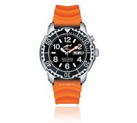 CHRIS BENZ DEEP 1000M Automatic Taucheruhr mit orangenem Kautschukband, Tintenfischschwarz