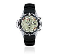 CHRIS BENZ Depthmeter Chronograph 200M Taucheruhr mit Kautschukband, Signalbojengelb