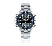 CHRIS BENZ Depthmeter Digital 200M Taucheruhr mit Metallband, Mitternachtsblau