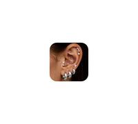 Chriscoco 7 Paar Ohrring Set für Damen 14K Vergoldet Chirurgenstahl Ohrringe Kleine Creolen Hypoallergen Medizinische Ohrstecker Silber Creolen Ohrstecker Set Tragus Helix Piercing Ohr