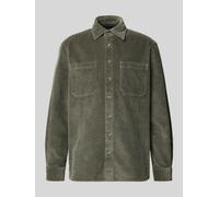 Christian Berg Men Regular Fit Hemdjacke aus Cord mit Kentkragen in Metallic Gruen, Größe 3XL