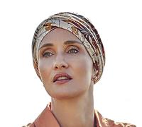 Christine Headwear Damen Shakti Turban - Printed Linen Headband, Beige Leafs, Einheitsgröße EU