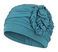 Christine Headwear Lotus Turban Damen Meerblau | Chemo Kopfbedeckung Damen | Kopftuch für Damen Mit Haarausfall | Chemo Mütze Damen Auf 95% Viskose Bambus 5% Elasthan