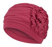 Christine Headwear Lotus Turban Damen Roter Brand | Chemo Kopfbedeckung Damen | Kopftuch für Damen Mit Haarausfall | Chemo Mütze Damen Auf 95% Viskose Bambus 5% Elasthan