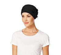 Christine Headwear Lotus Turban Damen Schwarz | Chemo Kopfbedeckung Damen | Kopftuch für Damen Mit Haarausfall | Chemo Mütze Damen Auf 95% Viskose Bambus 5% Elasthan