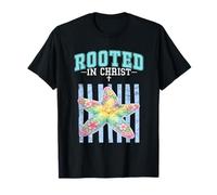 Christlicher Bibelvers Rooted In Christ Floraler Seestern T-Shirt