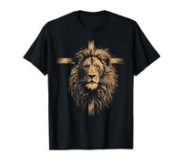 Christliches Kreuz Löwe Religiöser Glaube Jesus Pastor T-Shirt