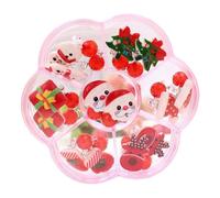 Christmas Children's Ear Clips Earrings Girls Xmas Patterns Holiday Jewelry Gift Flower Box Pack of 7 Pair