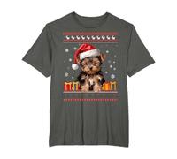 Christmas Dog Lovers Ugly Christmas Sweater - Weihnachtspullover mit Weihnachtsmannmütze, Yorkshire Terrier T-Shirt, Schwarz, S, Kurzarm, Unisex Erwachsene, Winter