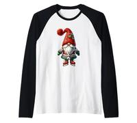 Christmas GNOME with Knitted Christmas Hat Cute Ice Skating Raglan