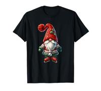 Christmas GNOME with Knitted Christmas Hat Cute Ice Skating T-Shirt