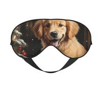 Christmas Golden Retriever Augenmaske, doppelseitig, weich, Verdunkelung, Entspannung, Nulldruck, Nachtschlafmaske