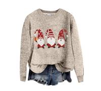 Christmas Sweater Pullover Bedruckt Langarm,Damen Sweatshirt mit Kapuze, lässig, Lustig Weihnachts Druck, Weihnachtsmann-Aufdruck, langärmelig Pullover Streifen Damen