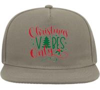Christmas Vibes Only Christmas Tree Red and Green Graphic Snapback Flat Visor Cotton Blend Cap Gray