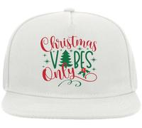 Christmas Vibes Only Christmas Tree Red and Green Graphic Snapback Flat Visor Cotton Blend Cap White