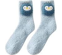 Christmas Winter Fuzzy Animal Slipper Socks,3D Animal Cartoon Socks Warm,Funny Cute Soft Coral Fleece Fluffy Plush(Penguin)