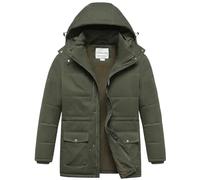 Chrisuno Großer und großer Wintermantel für Herren, isoliert, Militär-Parka, Jacke, wasserdicht, mit Fleece gefüttert, verdickte, abnehmbare Kapuze, Grün (Army Green), 3X