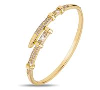 Chritice Armreif Gold Damen Armband Gold Damen S925 Sterling Silber Nagel Armreif Goldene Armbänder Goldenes Armband Dame Umfang 17CM Armreifen mit Zirkon Geschenke für Weihnachten Geschenk Frauen