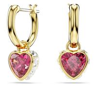 Chroma Drop-Ohrhänger, Herz, Rot, 18K Goldbeschichtet OS