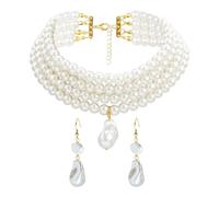 CHROMACRAFT 1 Mehrschichtige Perlenkette, 1 Paar Speziell Geformte Perlenohrringe, Vintage-Perlenschmuck, Speziell Geformter Perlenschmuck, Modische Damenhalskette, Elee Damenhalskette