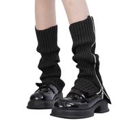CHROMACRAFT 1 Paar Schwarze Beinstulpen, Lange Beinstulpen, Gestrickte Beinstulpen, Bekleidungszubehör, Warme Beinstulpen, Winter-Damen-Beinstulpen