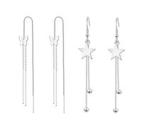 CHROMACRAFT 1 Paar Sternohrringe Und 1 Paar Schmetterlingsohrringe, Lange Quastenohrringe, Schlichte Stilohrringe, Elee Ohrringe