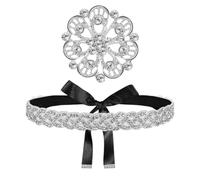 CHROMACRAFT 1 Stück Strass-Gürtel Und 1 Stück Strass-Brosche, Kleid-Ziergürtel, Eleer Gürtel, Glitzernder Gürtel, Damen-Accessoires