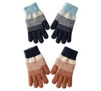 CHROMACRAFT 2 Paar Gestrickte Wollhandschuhe, Winterwolle-Thermohandschuhe, Touchscreen-Kälteschutzhandschuhe, Unisex, Outdoor-Fahrradhandschuhe