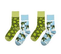 CHROMACRAFT 2 Paar Schildkrötensocken, Bequeme Und Atmungsaktive Baumwollsocken, Personalisierte Modesocken, Unisex, Kreative Asymmetrische Socken, Interessante Socken