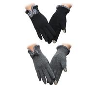 CHROMACRAFT 2 Paar Schleifenhandschuhe, Winter-Samt-Thermohandschuhe, Damen-Kälteschutzhandschuhe, Touchscreen-Handschuhe, Outdoor-Modehandschuhe, Thermo-Zubehör