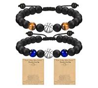 CHROMACRAFT 2 Stück Basketball-Armbänder, Perlenarmbänder, Freundschaftsarmbänder, Verstellbare Armbänder, Kreative Design-Armbänder, Geschenkarmbänder Für Jungen