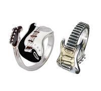 CHROMACRAFT 2 Stück Gitarrenförmige Ringe, Rockmusik-Elementringe, Verstellbare Ringe, Ringe Im Punk-Stil, Modische Persönlichkeitsringe