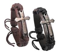 CHROMACRAFT 2 Stück Herren-Erarmbänder, Geflochtene Armbänder, Vintage-Kreuzarmbänder, Personalisierte Armbänder, Verstellbare Herrenarmbänder